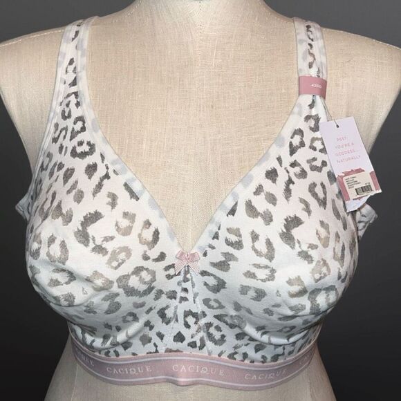 NWT Plus Size Cacique Wireless Full Coverage Unlined Tan Bralette Size 42DD - Picture 2 of 6
